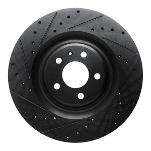 Audi Q8 e-Tron Sportback Brake Rotor (1) - Rear Left - R1 Concepts - Drilled & Slotted - Black - `17-`25